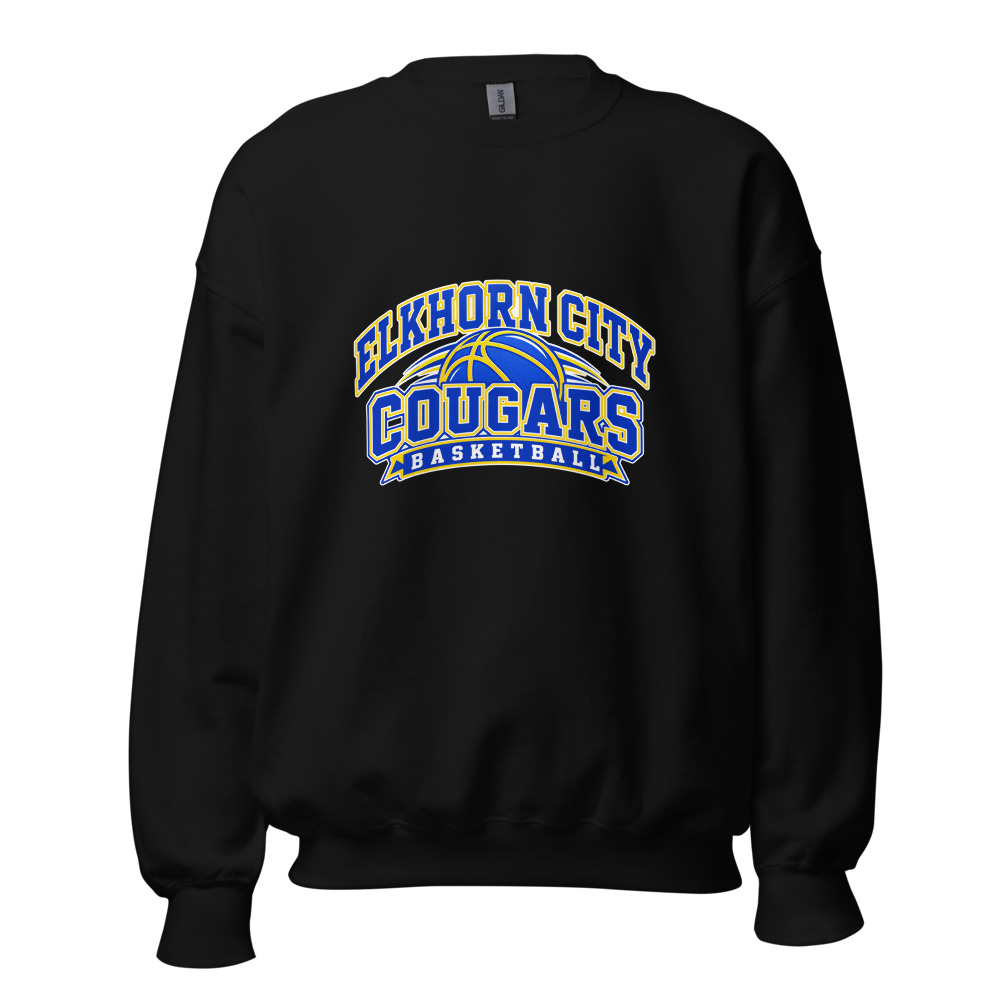 Elkhorn City Cougars Basketball Game Day Spirit Adult Crew Neck