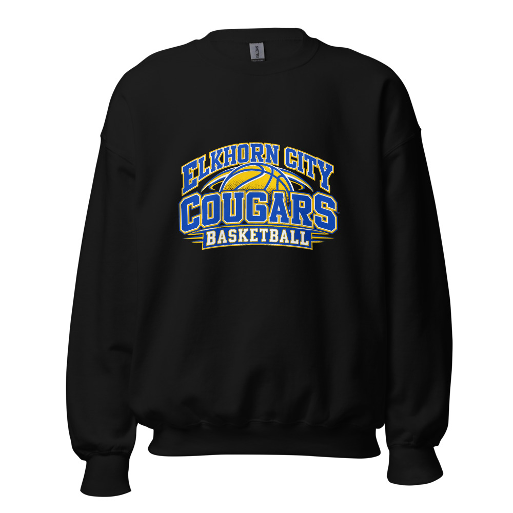 Elkhorn City Cougars Basketball Game Day Spirit Adult Crew Neck
