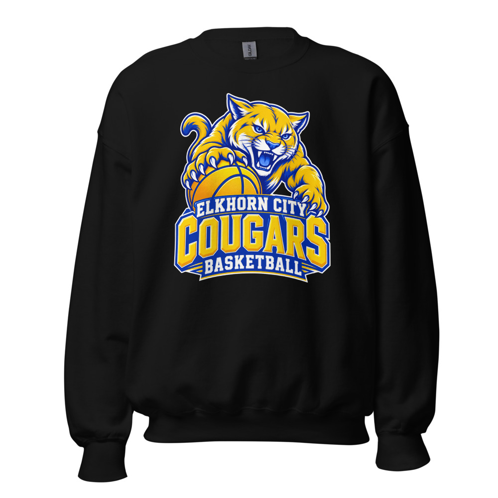 Elkhorn City Cougars Basketball Fear the Mascot Adult Crew Neck