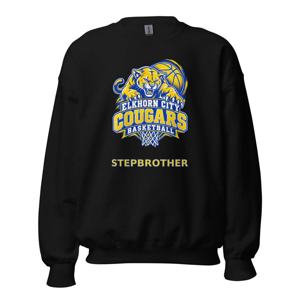 Elkhorn City Cougars Basketball Stepbrother Adult Crew Neck