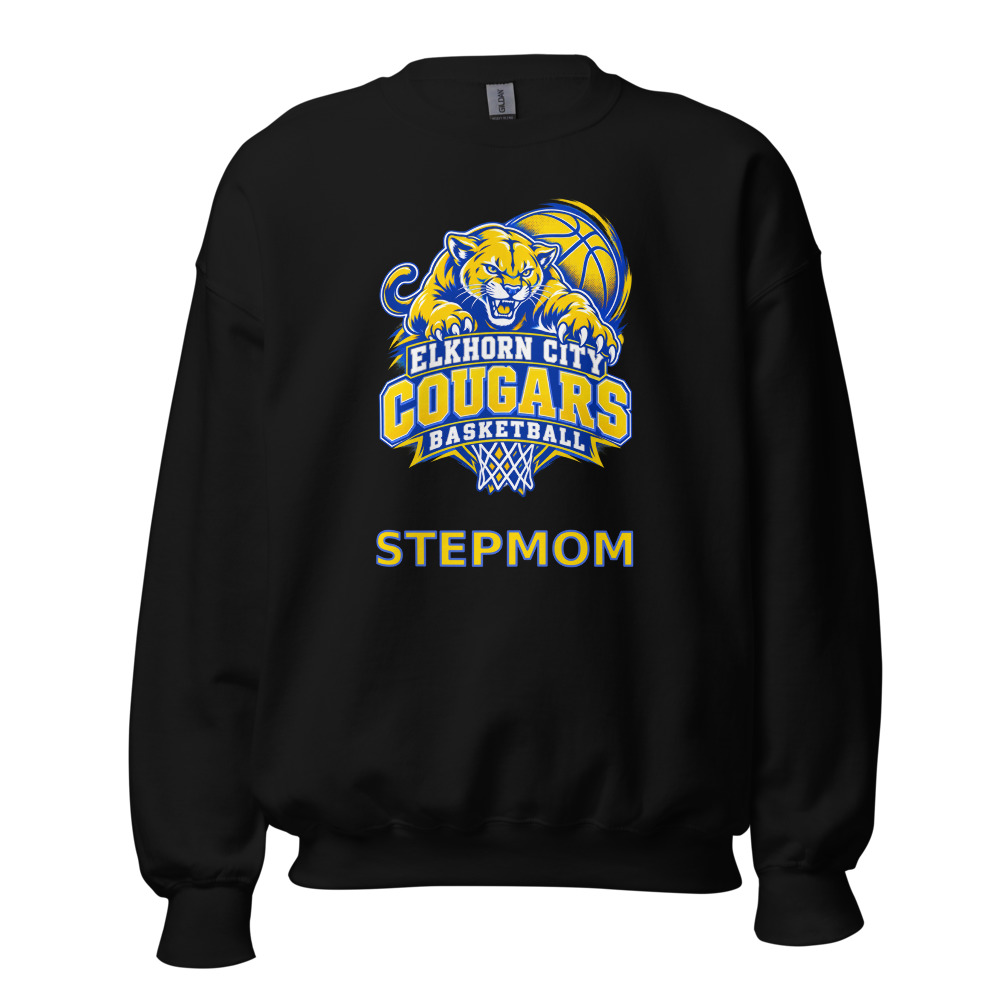 Elkhorn City Cougars Basketball Stepmom Adult Crew Neck