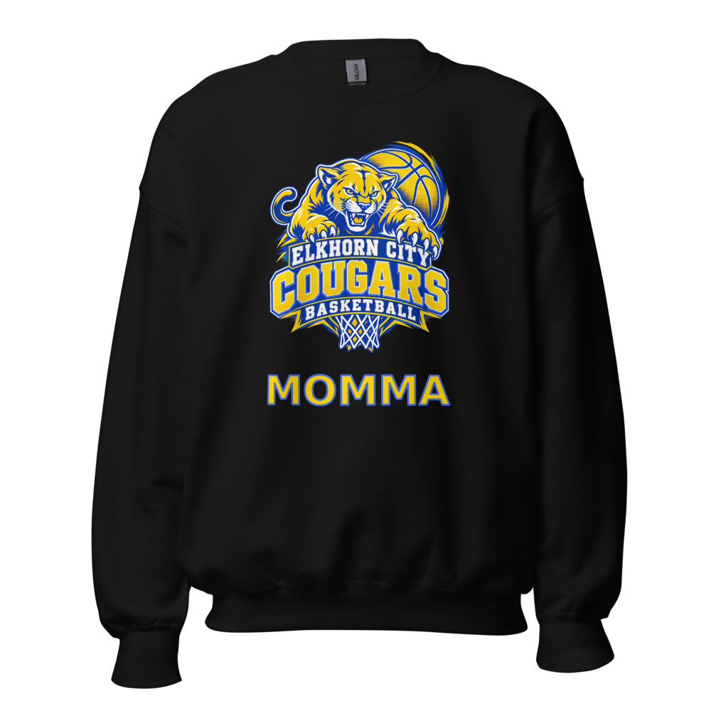 Elkhorn City Cougars Basketball Momma Adult Crew Neck
