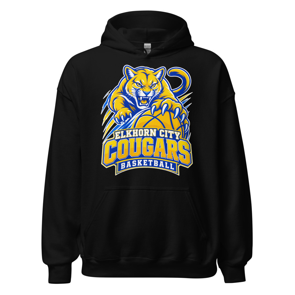 Elkhorn City Cougars Basketball Game Day Spirit Adult Hoodie