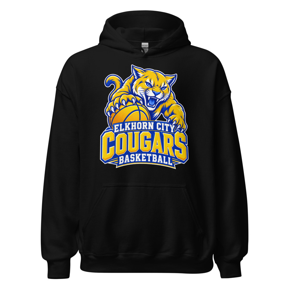 Elkhorn City Cougars Basketball Fear the Mascot Adult Hoodie