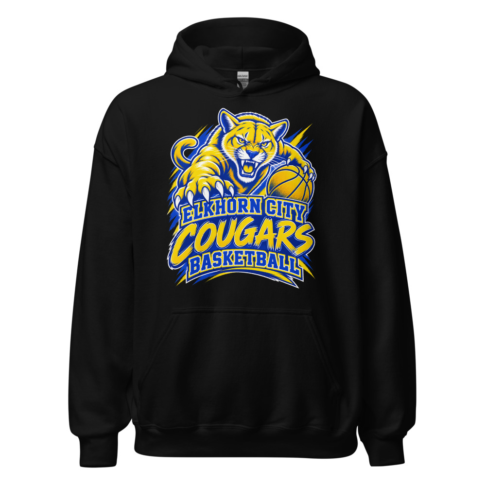 Elkhorn City Cougars Basketball Fear the Mascot Adult Hoodie