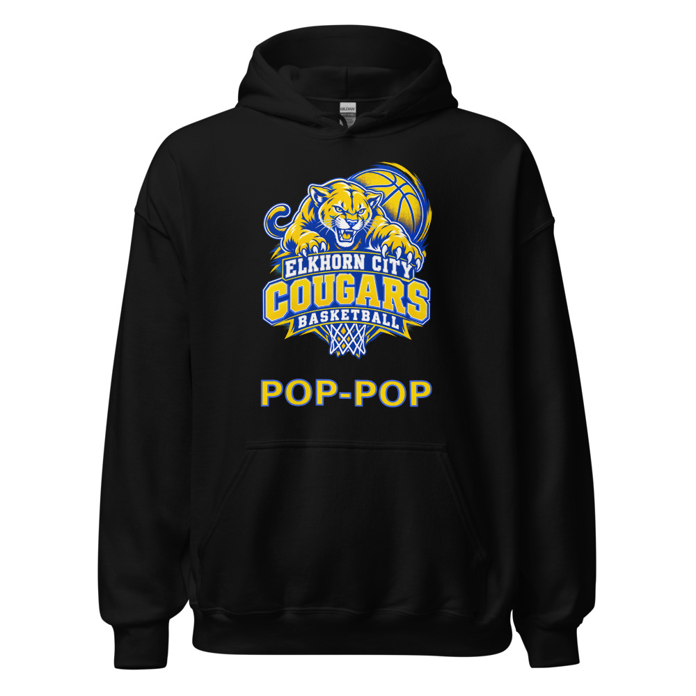 Elkhorn City Cougars Basketball Pop-Pop Adult Hoodie