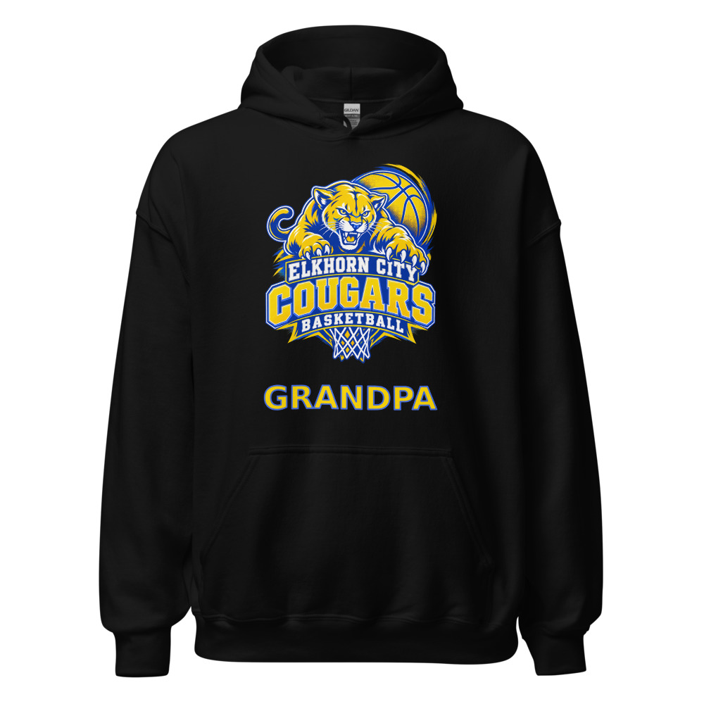 Elkhorn City Cougars Basketball Grandpa Adult Hoodie