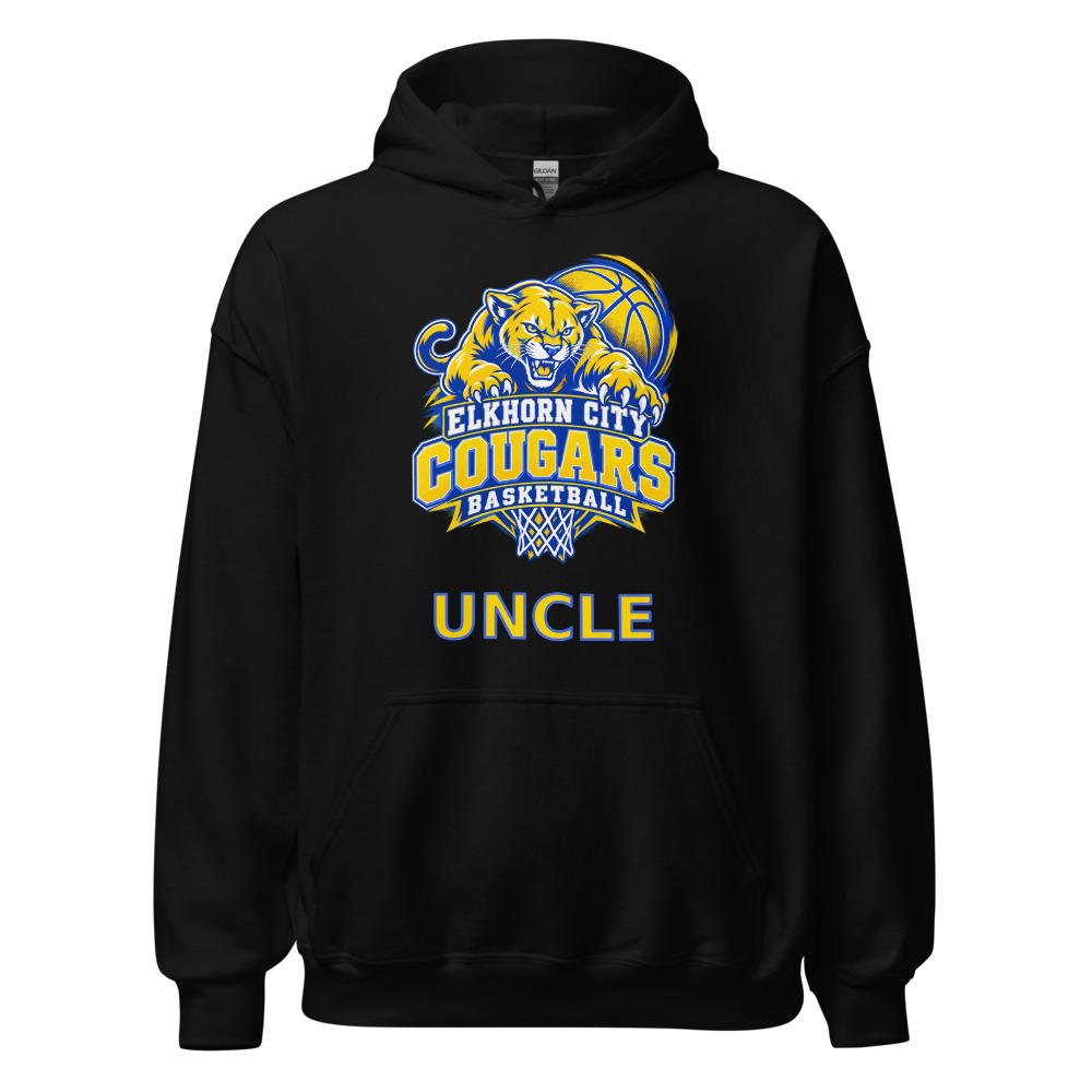 Elkhorn City Cougars Basketball Uncle Adult Hoodie