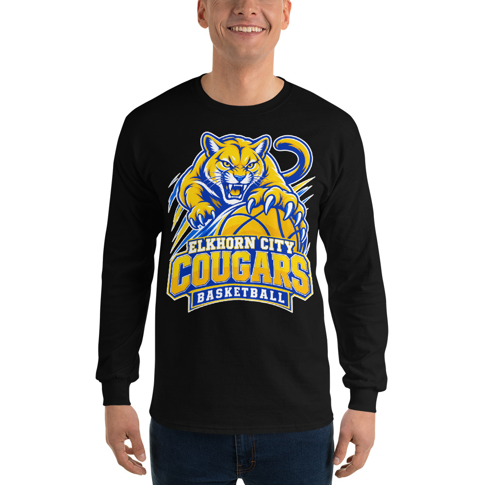 Elkhorn City Cougars Basketball Game Day Spirit Adult Long Sleeve