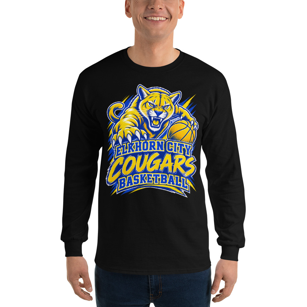 Elkhorn City Cougars Basketball Fear the Mascot Adult Long Sleeve