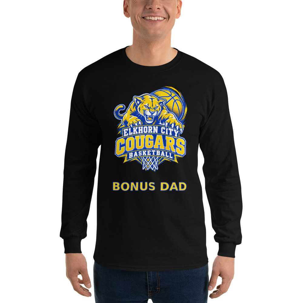 Elkhorn City Cougars Basketball Bonus Dad Adult Long Sleeve