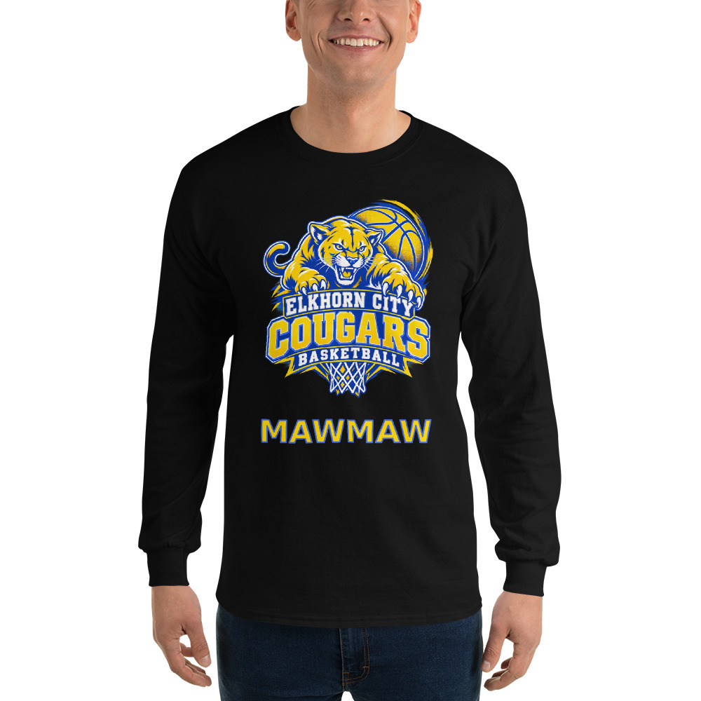 Elkhorn City Cougars Basketball Mawmaw Adult Long Sleeve