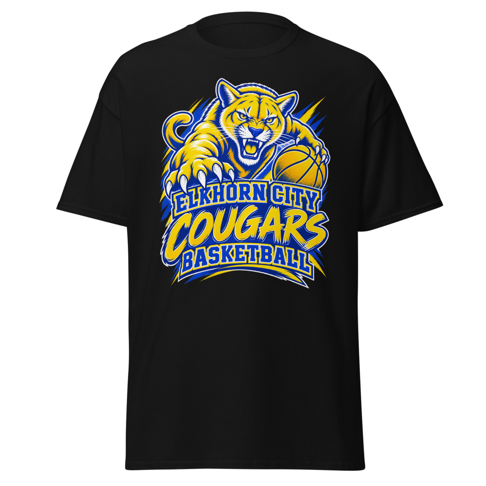Elkhorn City Cougars Basketball Fear the Mascot Adult Shirt