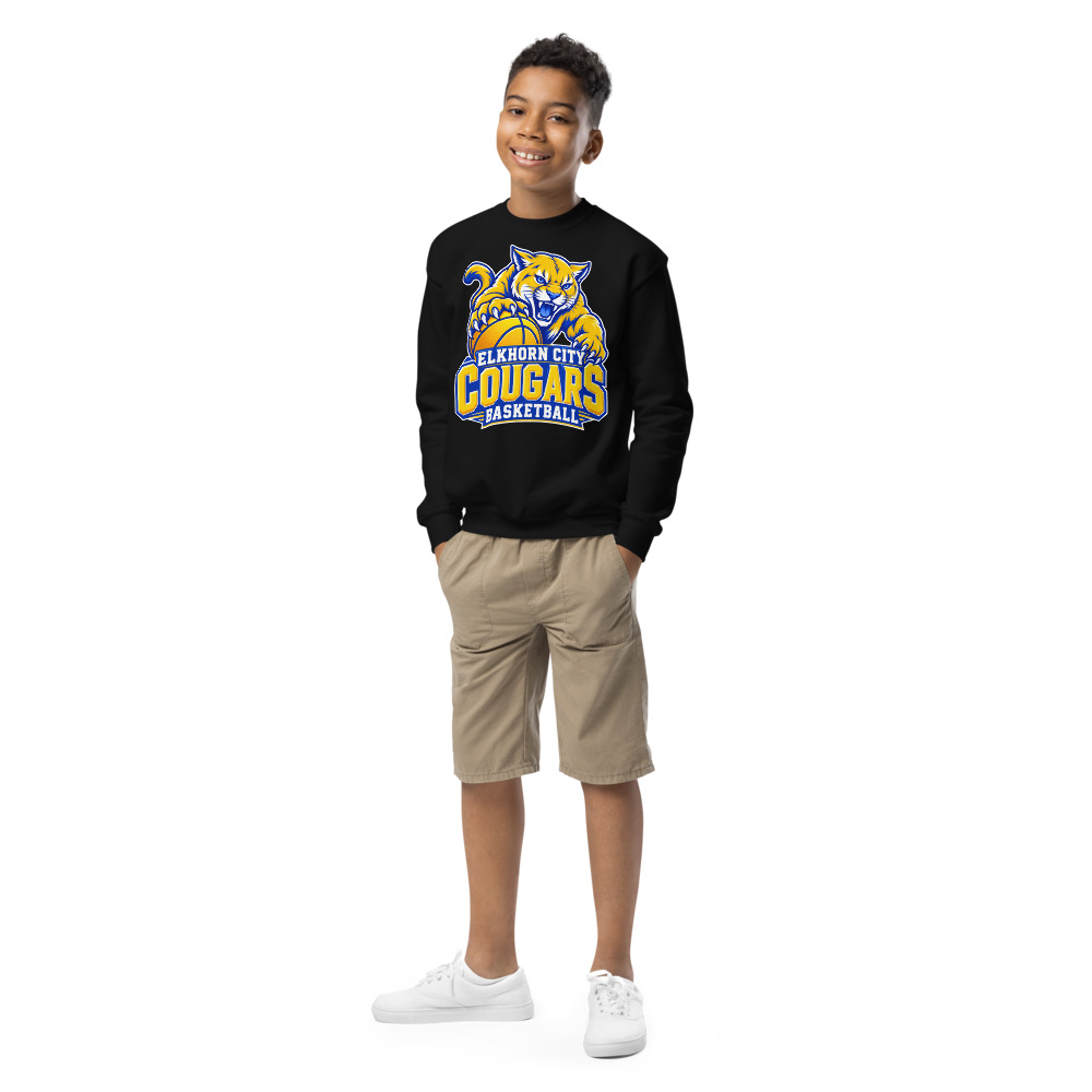 Elkhorn City Cougars Basketball Fear the Mascot Youth Crew Neck