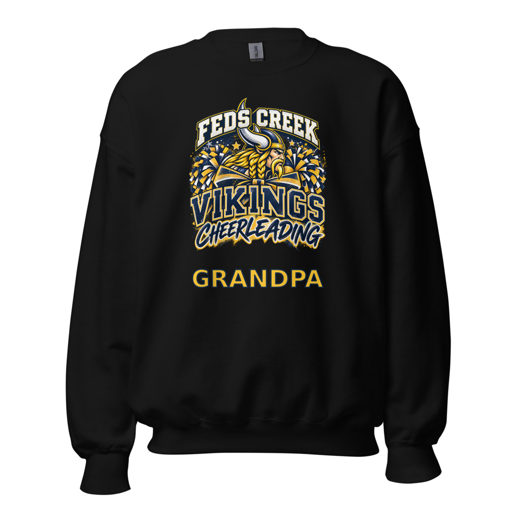 Feds Creek Vikings Cheerleading Grandpa Adult Crew Neck