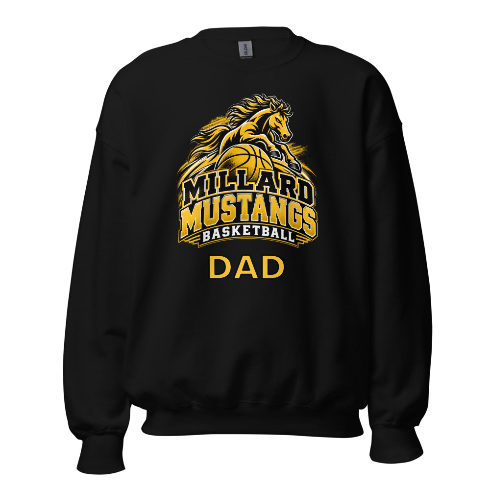 Millard Mustangs Basketball Adult Crew Neck — Choose Your Family Role