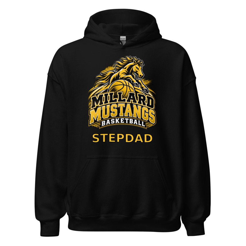 Millard Mustangs Basketball Stepdad Adult Hoodie