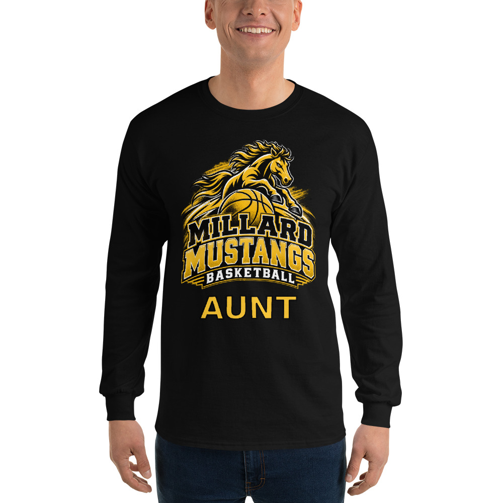 Millard Mustangs Basketball Adult Long Sleeve — Choose Your Family Role