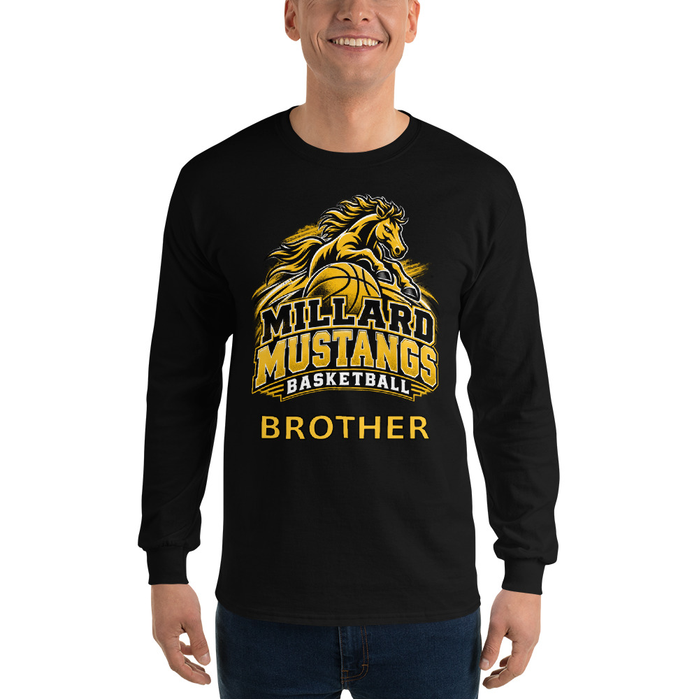 Millard Mustangs Basketball Brother Adult Long Sleeve