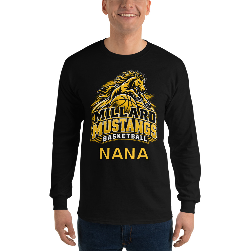 Millard Mustangs Basketball Adult Long Sleeve — Choose Your Family Role