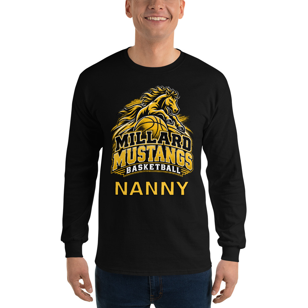 Millard Mustangs Basketball Adult Long Sleeve — Choose Your Family Role