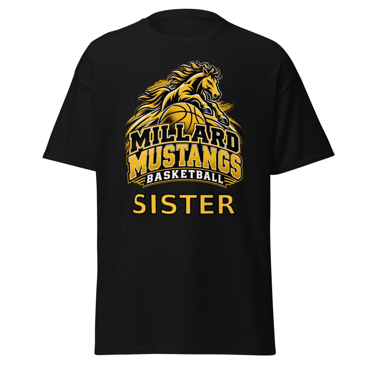 Millard Mustangs Basketball Sister Adult Shirt