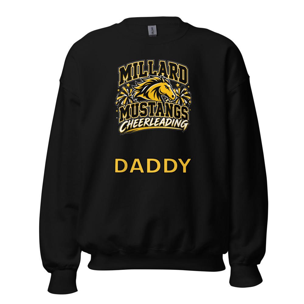 Millard Mustangs Cheerleading Adult Crew Neck — Choose Your Family Role