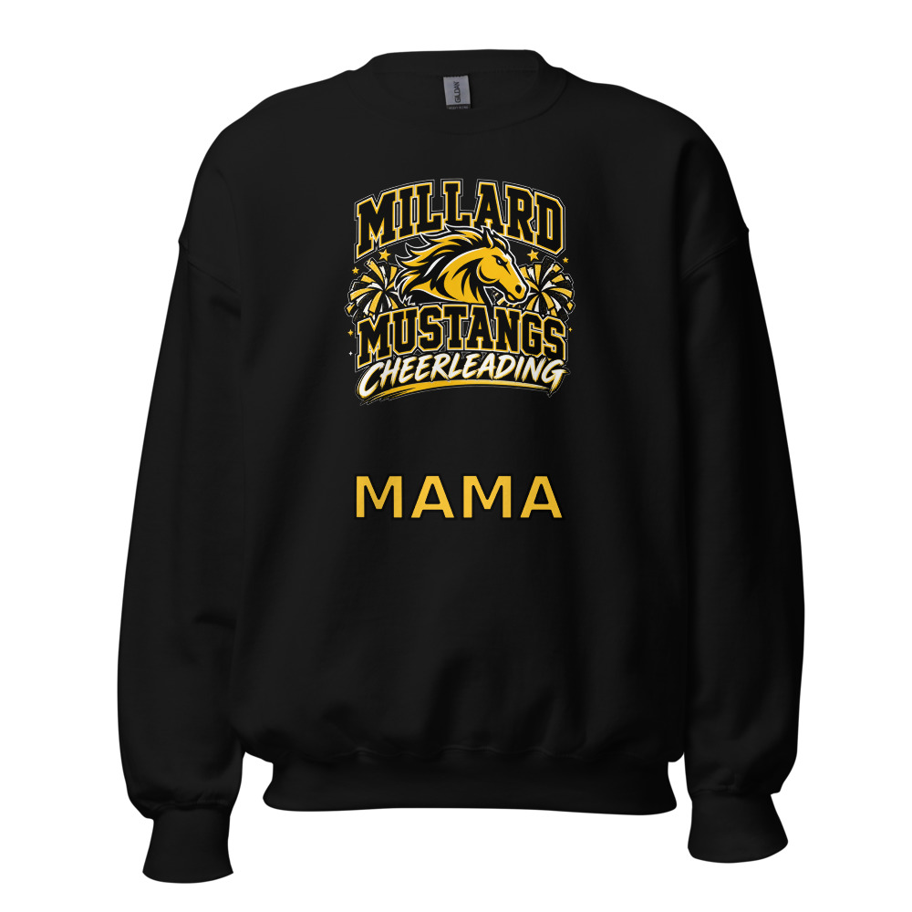 Millard Mustangs Cheerleading Mama Adult Crew Neck