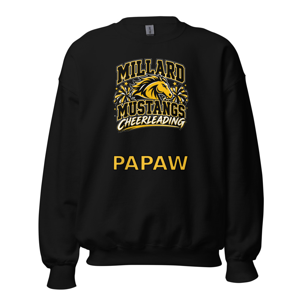 Millard Mustangs Cheerleading Adult Crew Neck — Choose Your Family Role