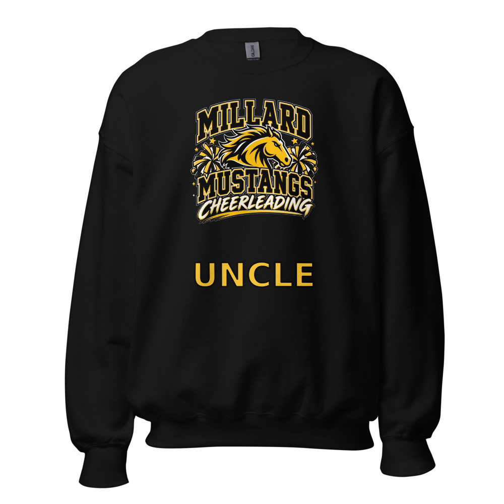 Millard Mustangs Cheerleading Adult Crew Neck — Choose Your Family Role