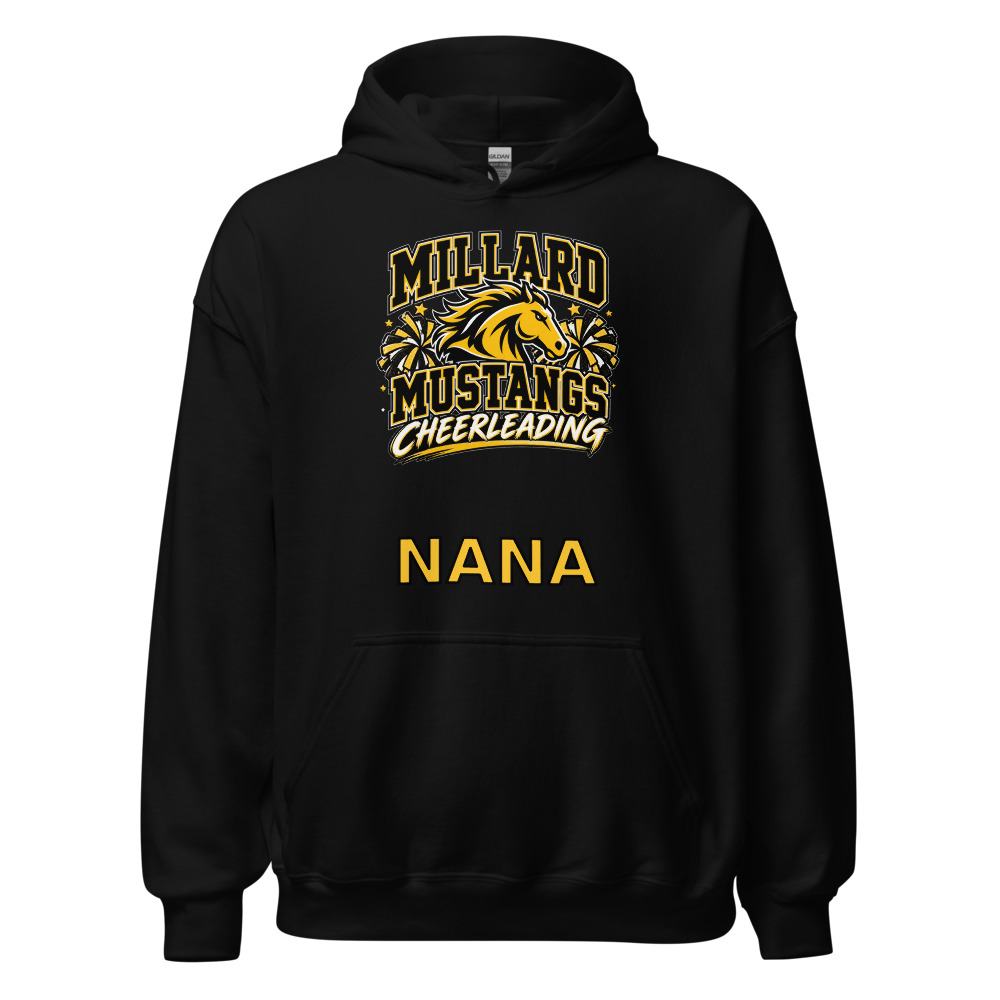Millard Mustangs Cheerleading Adult Hoodie — Choose Your Family Role