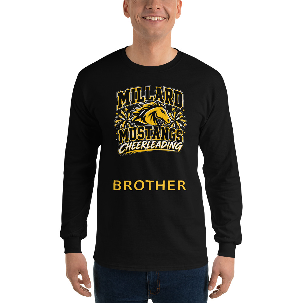Millard Mustangs Cheerleading Brother Adult Long Sleeve